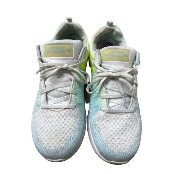 Skechers Burst Women's White/Yellow/Blue Lace-Up Athletic Shoes Size 10 - Picture 5 of 9